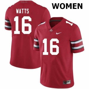 NCAA Ohio State Buckeyes Women's #16 Ryan Watts Scarlet Nike Football College Jersey UTF5545RM
